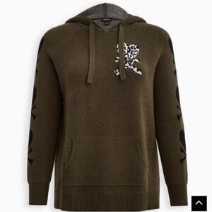 Torrid olive green Lovesick hoodie sweater size 5